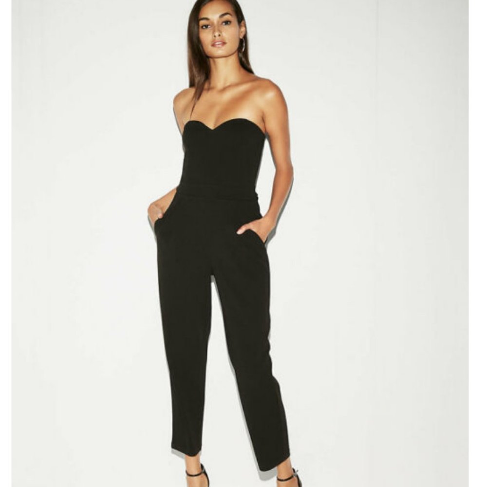 Express Black Strapless Tight Jumpsuit Size 0